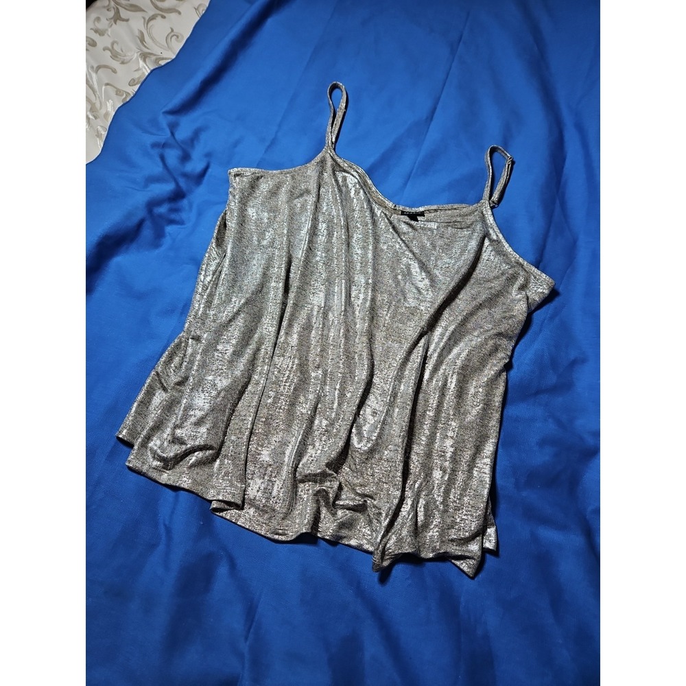 Torrid Foil Hacci Swing Cami Top Silver Sleeveless Adjustable Metallic Sz 3 3X
